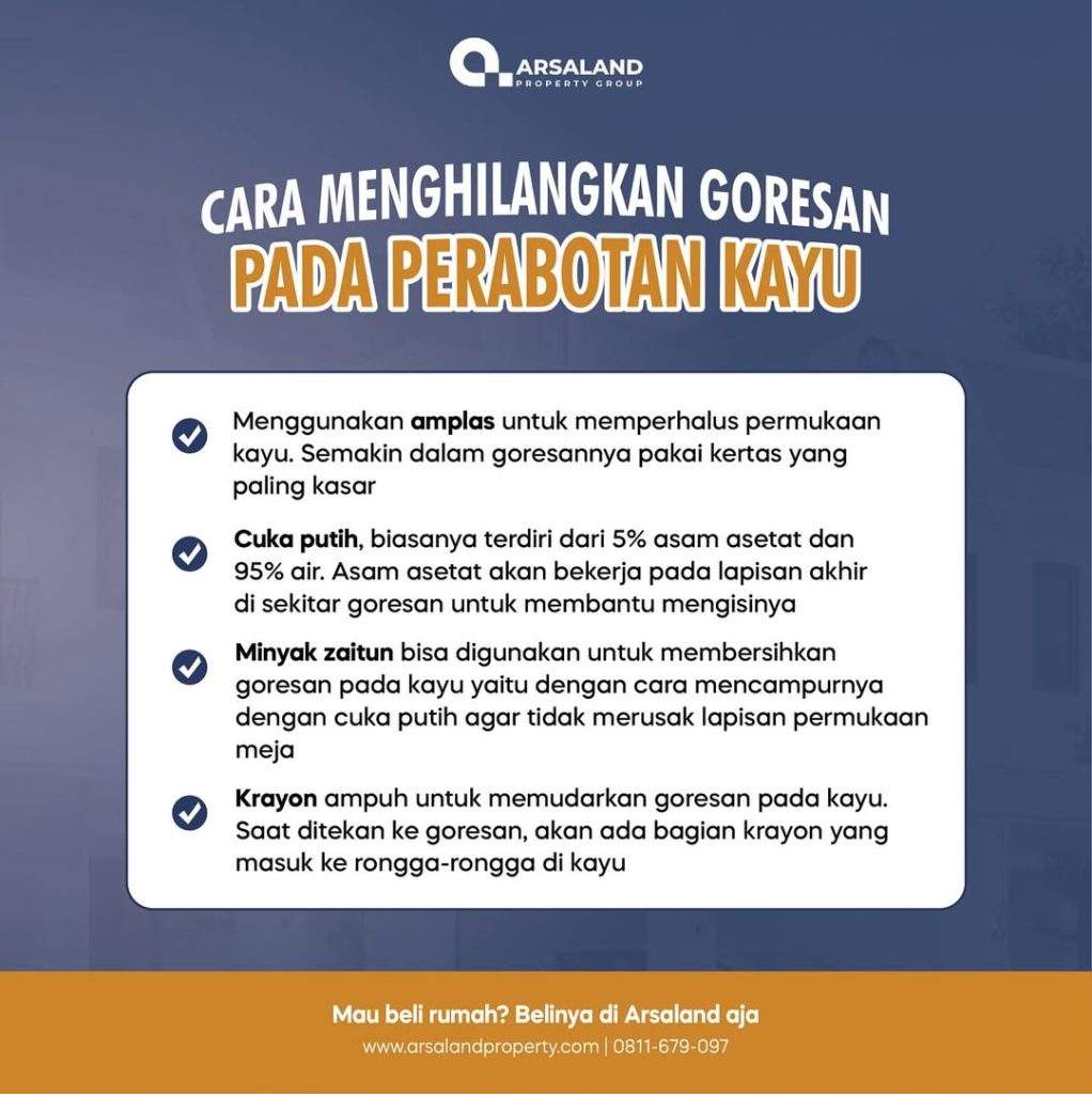 Cara menghilangkan goresan pada prabotan kayu